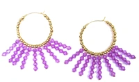 NIBRAS Purple Multi-layered Dangling Hoop Earrings - B09L1GK9SF, 9 gm, 7cm x 8cm x 1cm